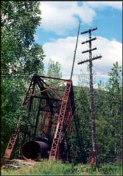 Bear Creek Gold Camp aquaduct and commo pole