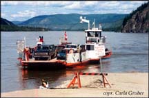 The George Black Ferry crossing the Yukon River