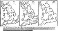 Fig. 29. British Power Grid. These three maps illustrate the intensive development in a highly electrified country. The entire country is covered by a three-phase 132 kV system on which a 275 kV was subsequently superimposed. (Acknowledgement to The Electricity Council.)