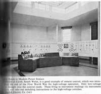 Plate XXIII (b). Control Room in Modern Power Station. This installation at Llynfi, South Wales, is a good example of remote control, which was introduced about the end of the First World War for high-voltage operation. Only low-voltage cicuits are brought into the control room. These bring in instrument readings via instrument transformers, and take out switching instructions to the high-voltage switches. (Photo: English Electric Co. Ltd.)