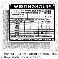 Fig. 5.6 - Name plate of a typical high-voltage station-type arrester.