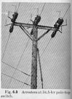 Fig. 6.3 - Arresters at 34.5-kv pole-top switch.