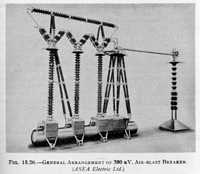 Fig. 15.26 - General Arrangement of 380 kV. Air-blast Breaker. (ASEA Electric Ltd.)