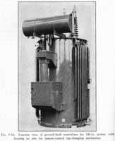 Fig. 9.14. Exterior view of ground-fault neutralizer for 140-kv system, with housing on side for remote-control tap-changing mechanism.