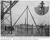 Fig. 11. Ground fault arc of the high-voltage system of Fig. 10, with tuned neutral grounding reactor. (Siemens Schuckertwerke, Berlin, Germany.)