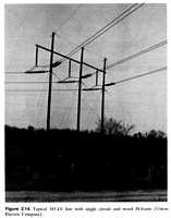 Figure 2.14. Typical 345-kV line with single circuit and wood H-frame (Union Electric Company).