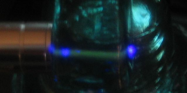 Insulater irradiated with a violet laser